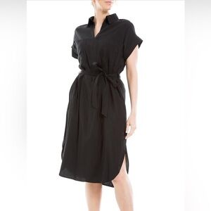Max Studio Black Midi Dress with Belt | SMALL | NWT